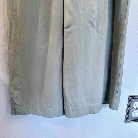 Lulus Small Sage‎ Green Striped Jumpsuit Wide Leg Button Front Adjustable Straps - Picture 8 of 16